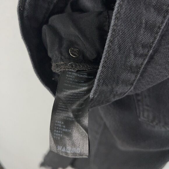 We The Free People Jeans Womens 27 Black Maggie Mid Rise Straight Leg Grunge Rip - Picture 16 of 16